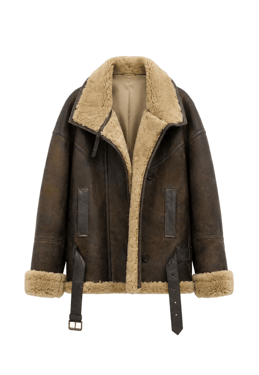 Abrigo Premium de Piel de Oveja Merina para Mujer – Estilo Motero Vintage Fireladyfur Women's Fashion - Women's Clothing - Jackets & Coats - Real Fur | Zulter VIP .