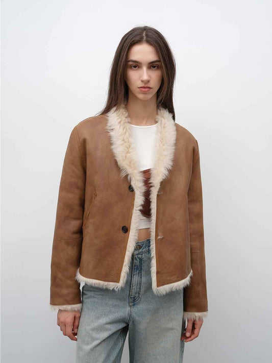 Abrigo reversible de piel auténtica con cuello alto y acabado premium Women's Fashion - Women's Clothing - Jackets & Coats - Real Fur | Zulter VIP .
