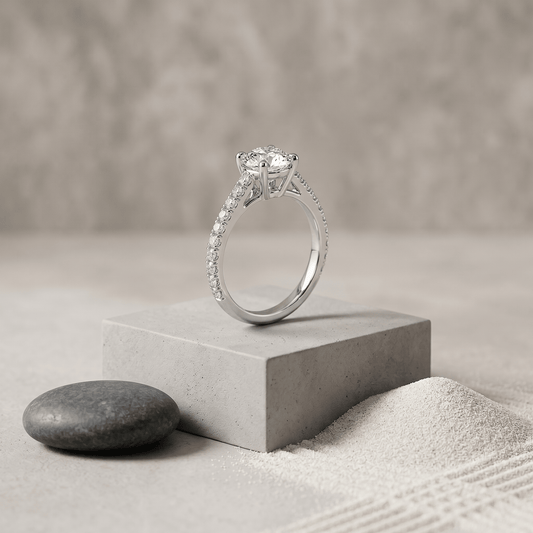 Anillo de compromiso en oro blanco de 14K con diamantes certificados AGI (1 o 2 quilates) Jewelry & Accessories - Rings | Zulter VIP .