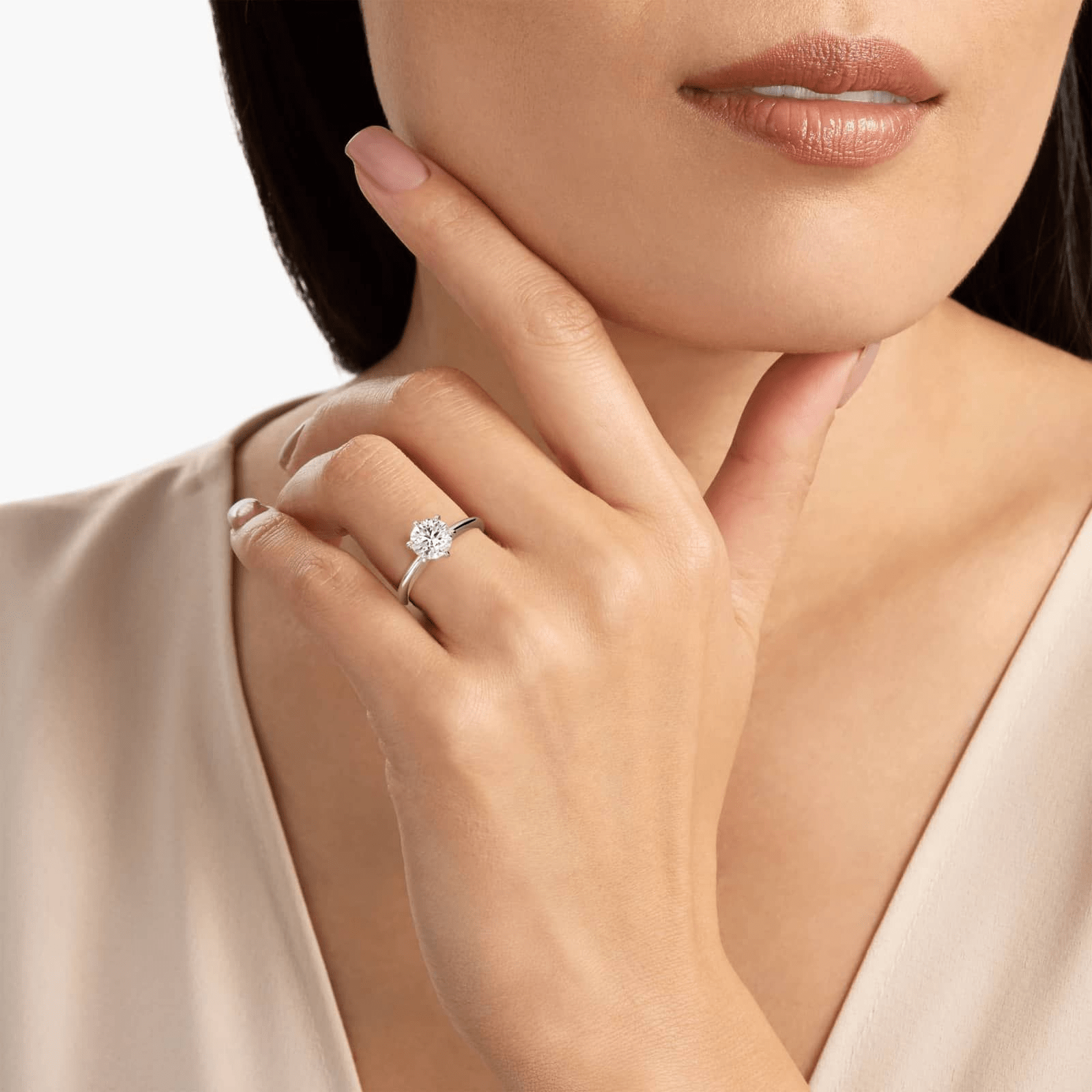 Anillo de compromiso solitario 3,00 ct diamante cultivado en laboratorio | Oro blanco 14K | Certificado AGI Jewelry & Accessories - Rings | Zulter VIP