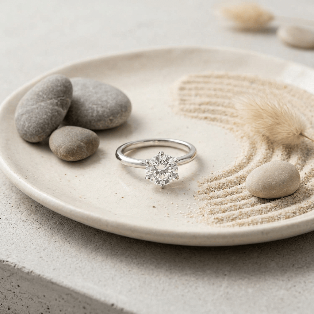 Anillo de compromiso solitario en oro blanco 14K con diamante cultivado 3 quilates G - VS Jewelry & Accessories - Rings | Zulter VIP .