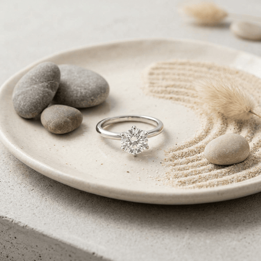Anillo de compromiso solitario en oro blanco 14K con diamante cultivado 3 quilates G - VS Jewelry & Accessories - Rings | Zulter VIP .