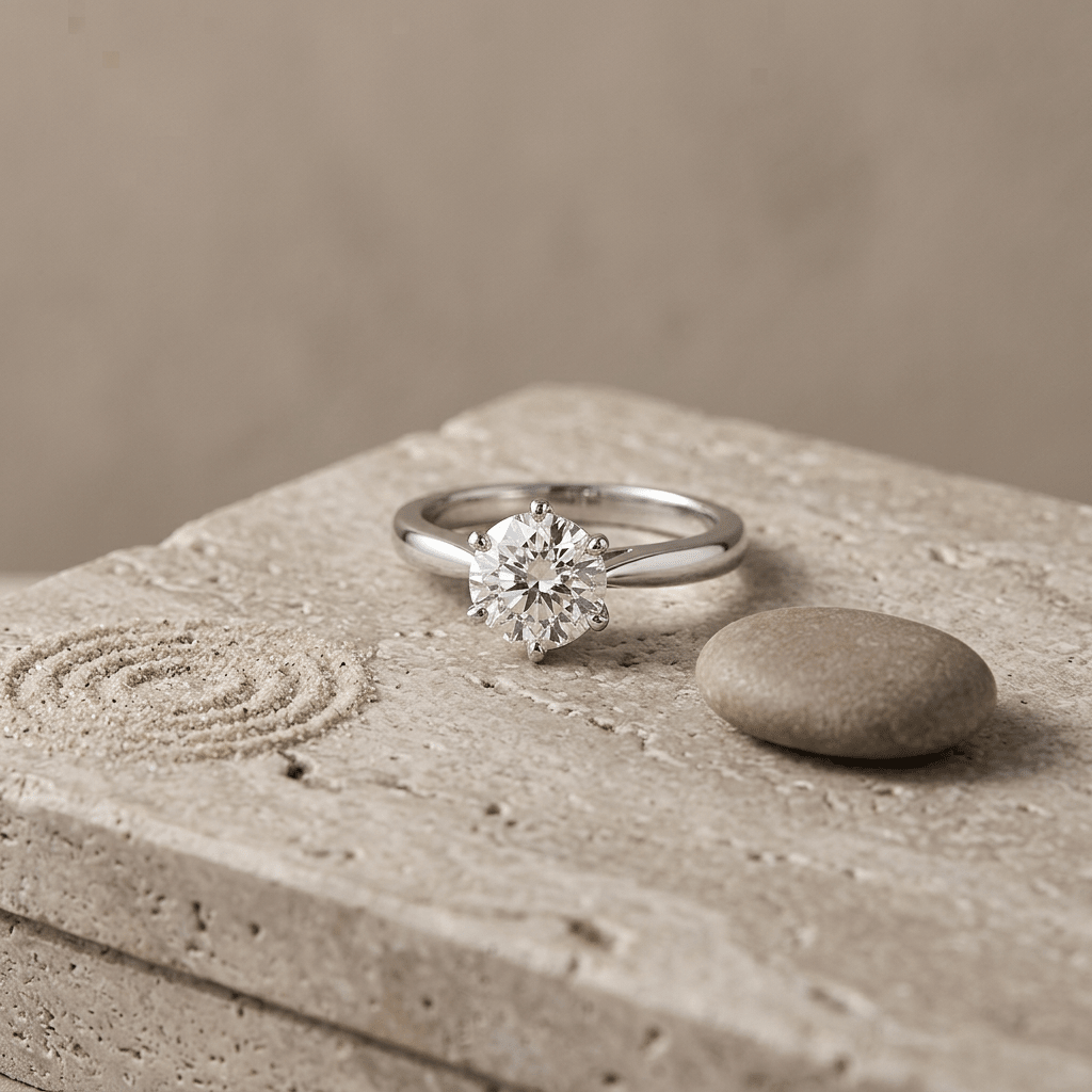 Anillo de compromiso solitario en oro blanco de 14K con diamante redondo certificado AGI (2 quilates) Jewelry & Accessories - Rings | Zulter VIP .