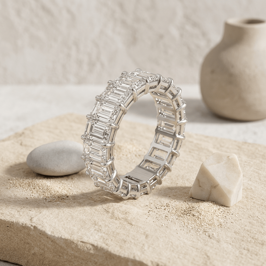 Anillo de eternidad en oro blanco con diamantes cultivados de alta pureza Jewelry & Accessories - Rings | Zulter VIP .
