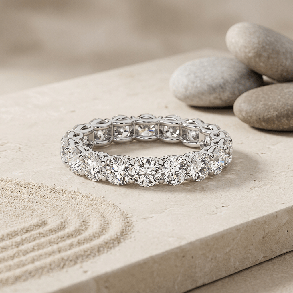 Anillo de eternidad en oro blanco de 14K con 2 quilates de diamantes certificados AGI Jewelry & Accessories - Rings | Zulter VIP .