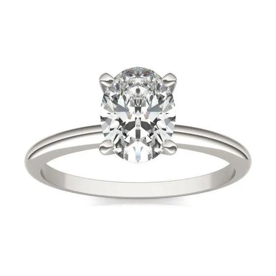 Anillo ovalado de compromiso en oro blanco de 14 quilates con diamante cultivado Jewelry & Accessories - Rings | Zulter VIP .