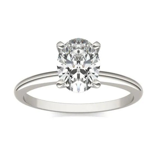 Anillo ovalado de compromiso en oro blanco de 14 quilates con diamante cultivado Jewelry & Accessories - Rings | Zulter VIP .