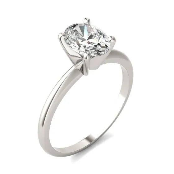 Anillo ovalado de compromiso en oro blanco de 14 quilates con diamante cultivado Jewelry & Accessories - Rings | Zulter VIP .