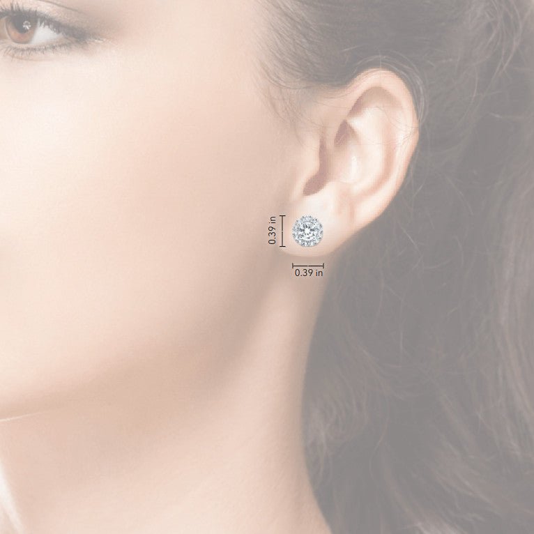 Aretes Halo de Diamantes Cultivados en Laboratorio 2 CTW | Certificación AGI | Oro Blanco de 14K Jewelry & Accessories - Earrings - Stud Earrings | Zulter VIP