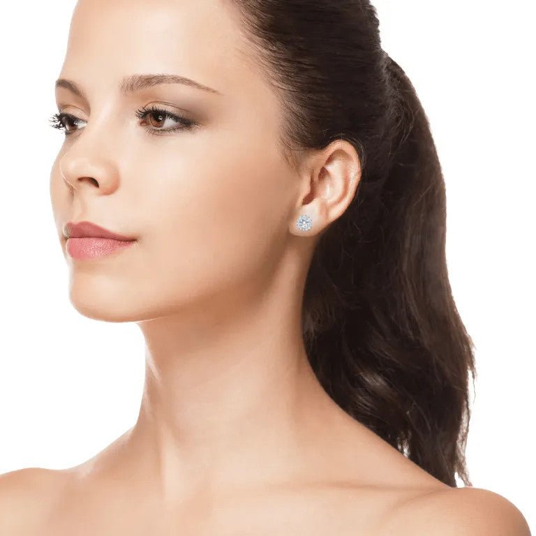 Aretes Halo de Diamantes Cultivados en Laboratorio 2 CTW | Certificación AGI | Oro Blanco de 14K Jewelry & Accessories - Earrings - Stud Earrings | Zulter VIP