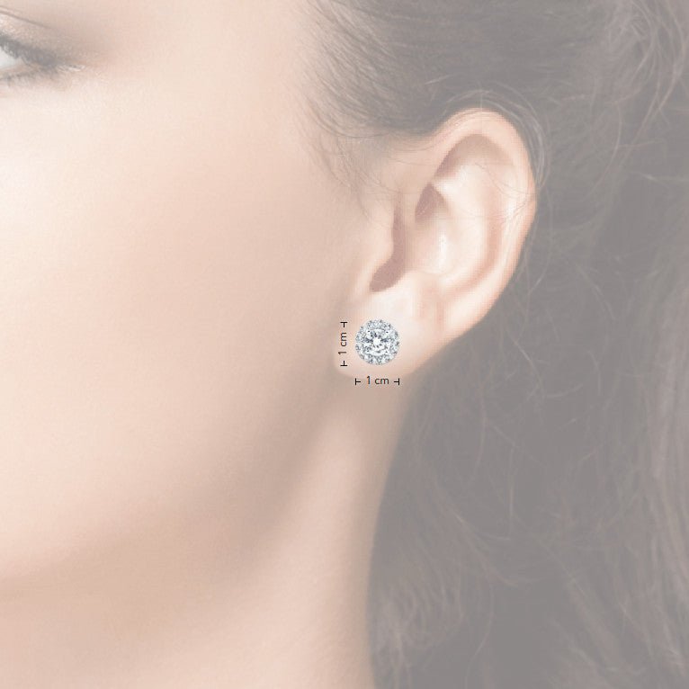 Aretes Halo de Diamantes Cultivados en Laboratorio 2 CTW | Certificación AGI | Oro Blanco de 14K Jewelry & Accessories - Earrings - Stud Earrings | Zulter VIP