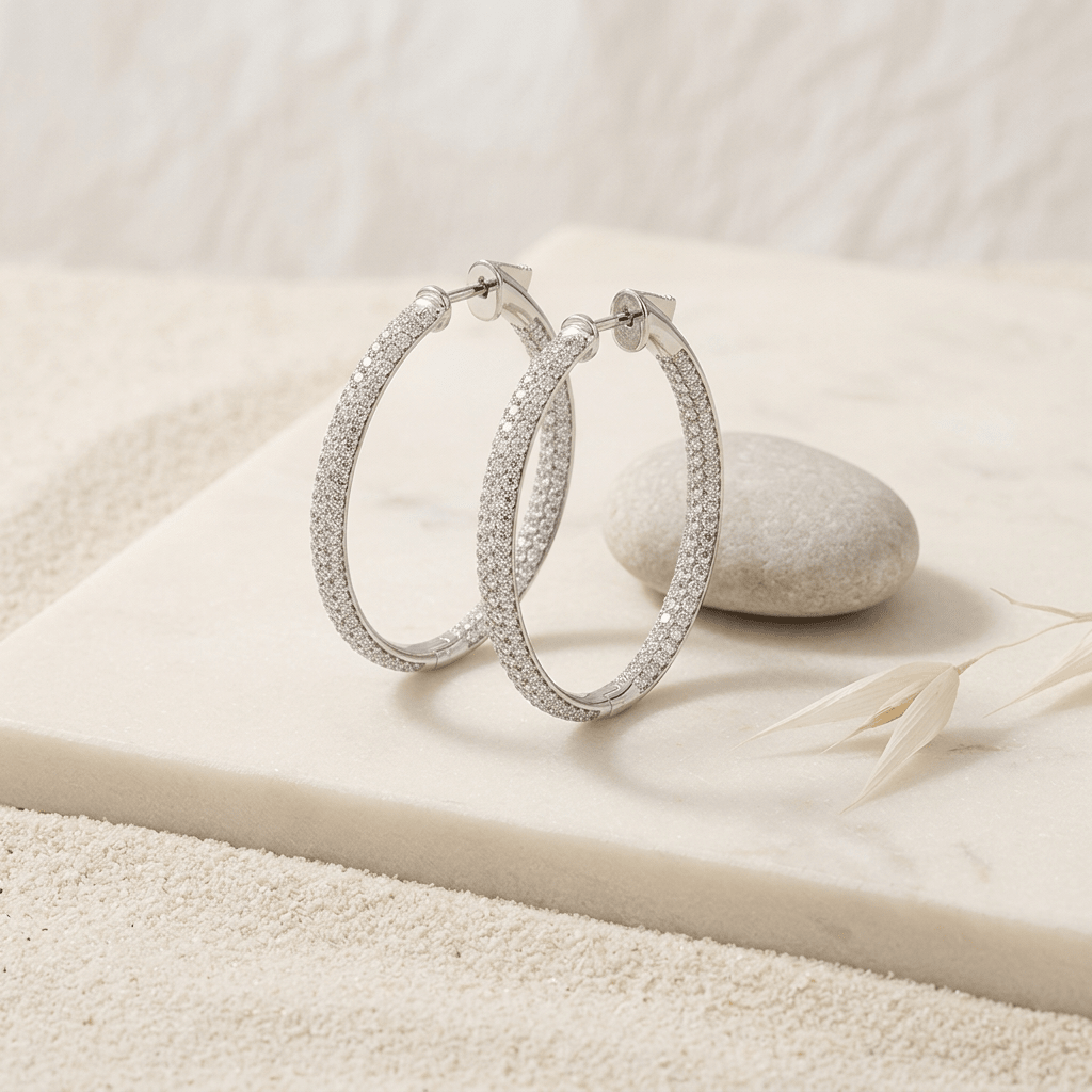 Aros triples de moissanita 2,5 ct en oro 14K con acabado de lujo Jewelry & Accessories - Earrings - Stud Earrings | Zulter VIP .