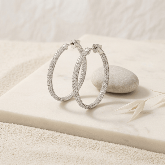 Aros triples de moissanita 2,5 ct en oro 14K con acabado de lujo Jewelry & Accessories - Earrings - Stud Earrings | Zulter VIP .