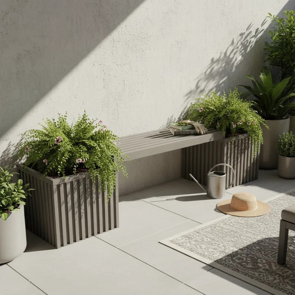 Banco de Jardinería Grove con Jardineras Integradas y Diseño Arquitectónico Home & Garden - Furniture - Outdoor Furniture - Patio Benches | Zulter VIP .
