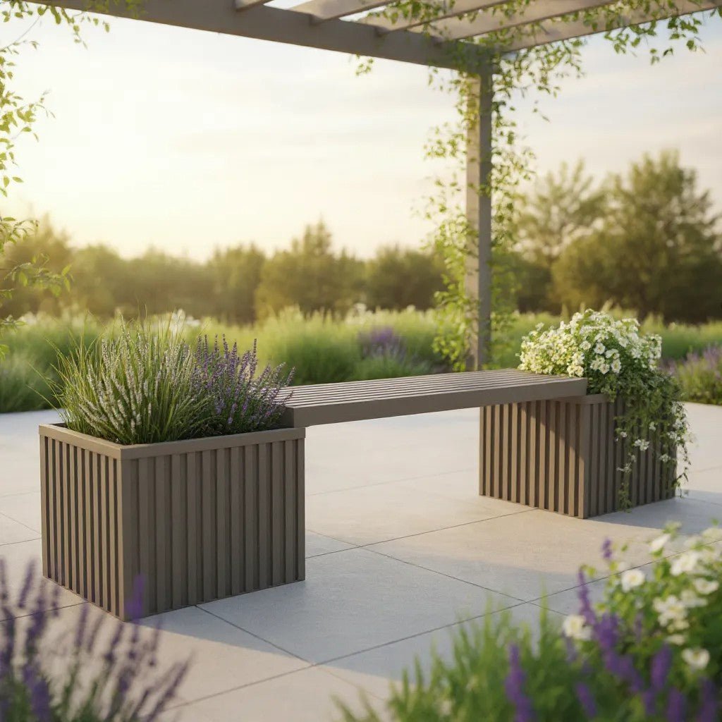 Banco de Jardinería Grove con Jardineras Integradas y Diseño Arquitectónico Home & Garden - Furniture - Outdoor Furniture - Patio Benches | Zulter VIP .