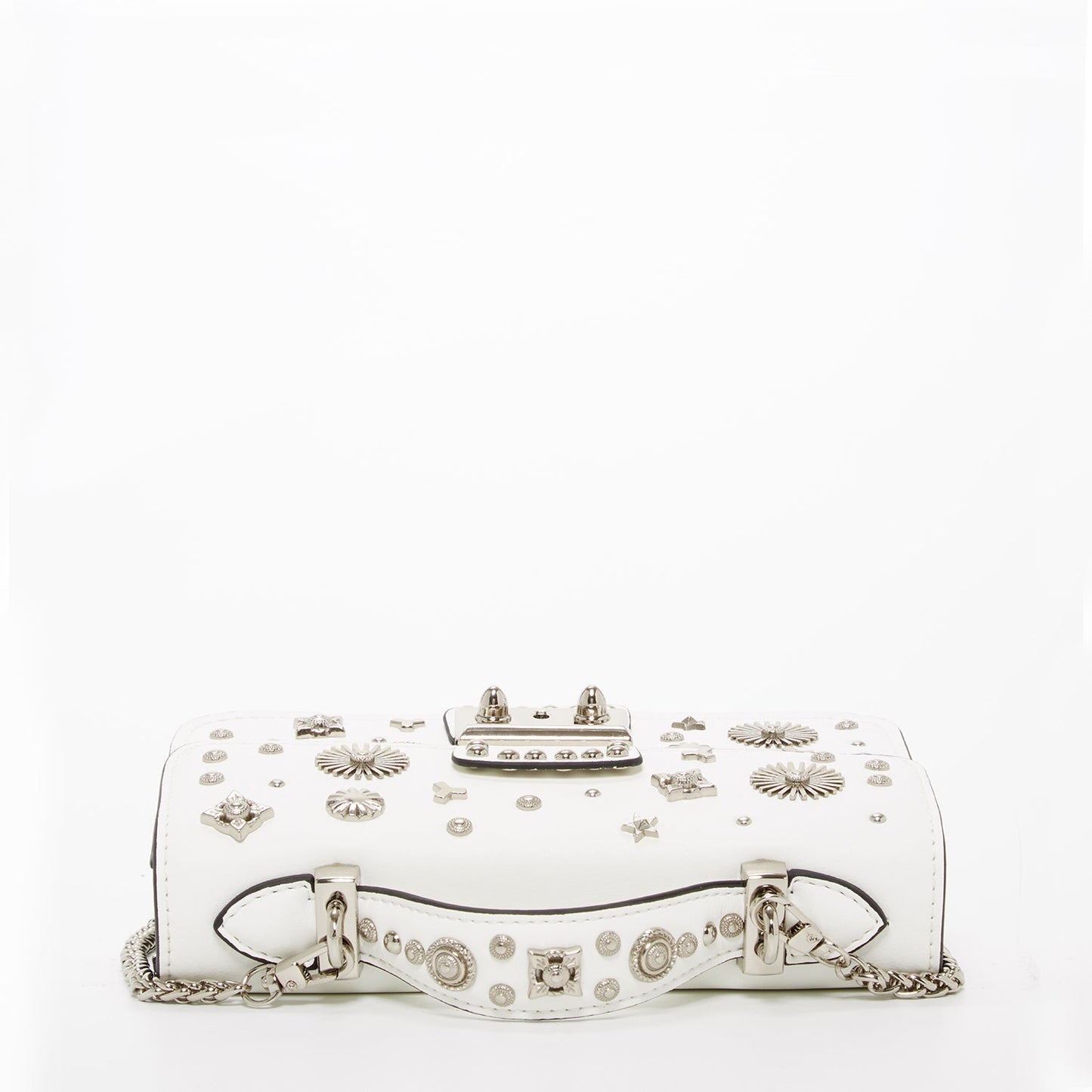 Bolso bandolera pequeño de piel blanca elegante con detalles metálicos Bags & Luggage - Women's Bags - Crossbody Bags | Zulter VIP .