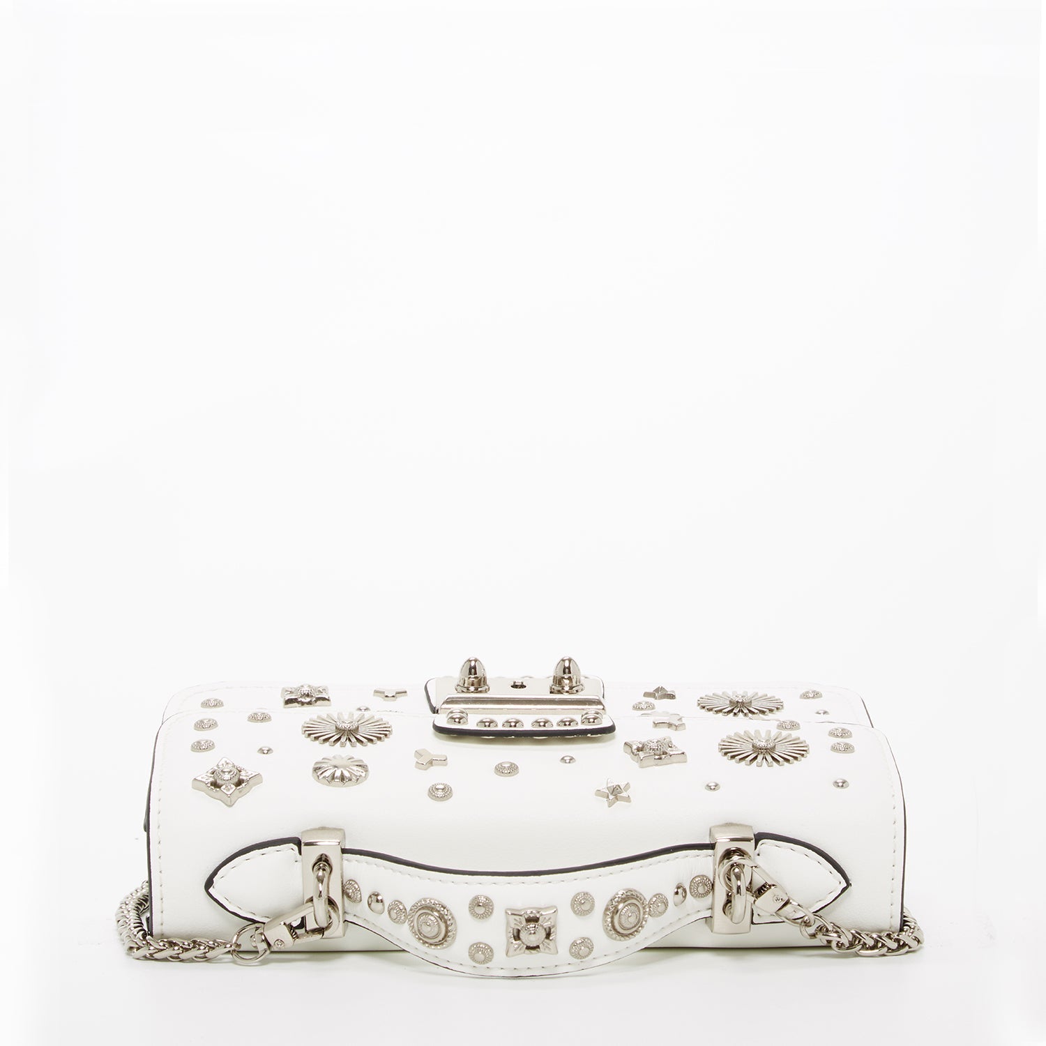 Bolso bandolera pequeño de piel blanca elegante con detalles metálicos Bags & Luggage - Women's Bags - Crossbody Bags | Zulter VIP .