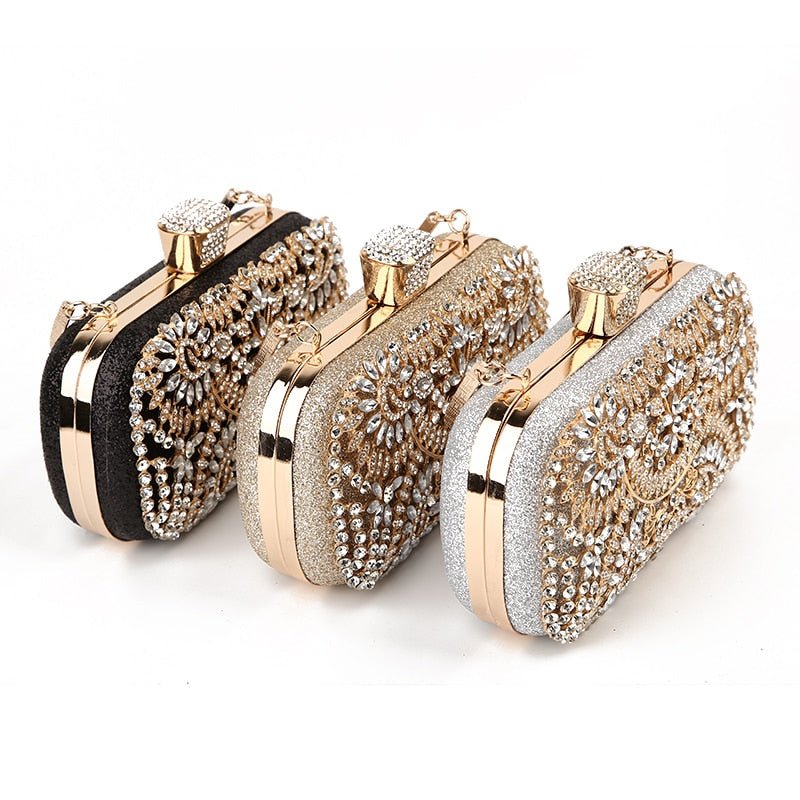 Bolso de mano de noche con diamantes para mujer – Clutch elegante dorado Bags & Luggage - Women's Bags - Evening Bags | Zulter VIP