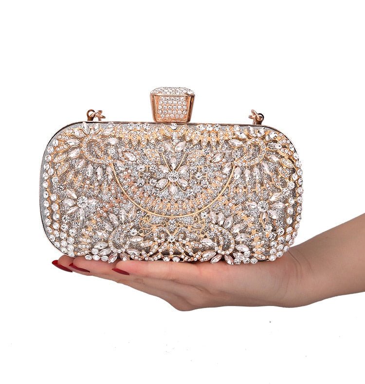 Bolso de mano de noche con diamantes para mujer – Clutch elegante dorado Bags & Luggage - Women's Bags - Evening Bags | Zulter VIP