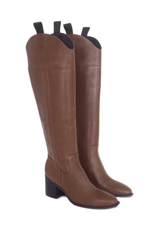 Botas Altas de Piel Marrón — Elegancia Clásica y Confort Premium Women's Fashion - Women's Shoes - Women's Boots | Zulter VIP .