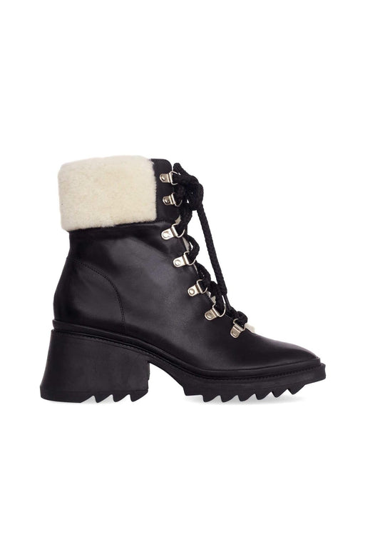 Botas de combate de piel de becerro negra con tacón de 7,8 cm Women's Fashion - Women's Shoes - Women's Boots | Zulter VIP .