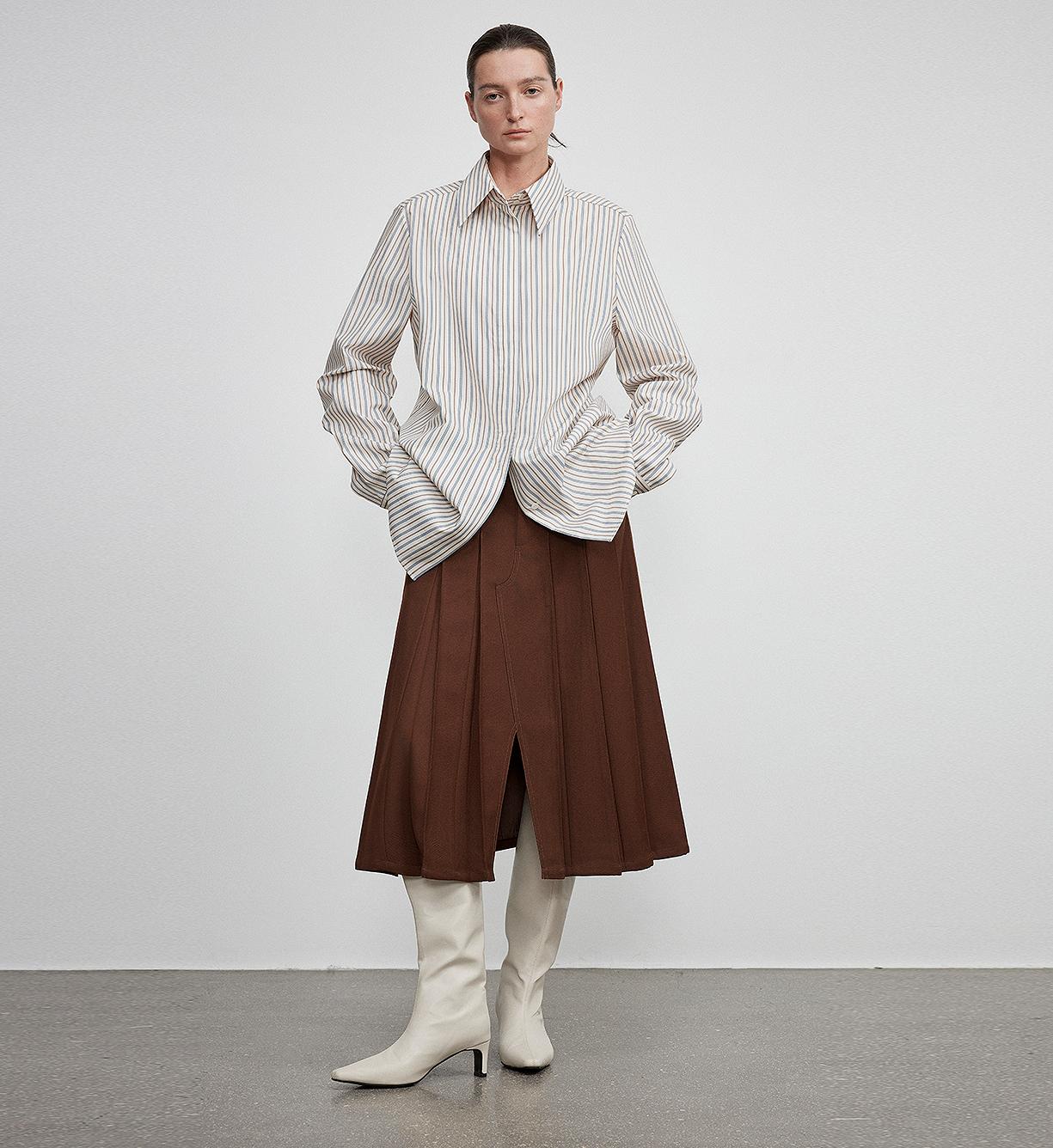 Camisa larga con top drapeado de alta gama para mujer – ONE WEEK Women's Fashion - Women's Clothing - Blouses & Shirts | Zulter VIP