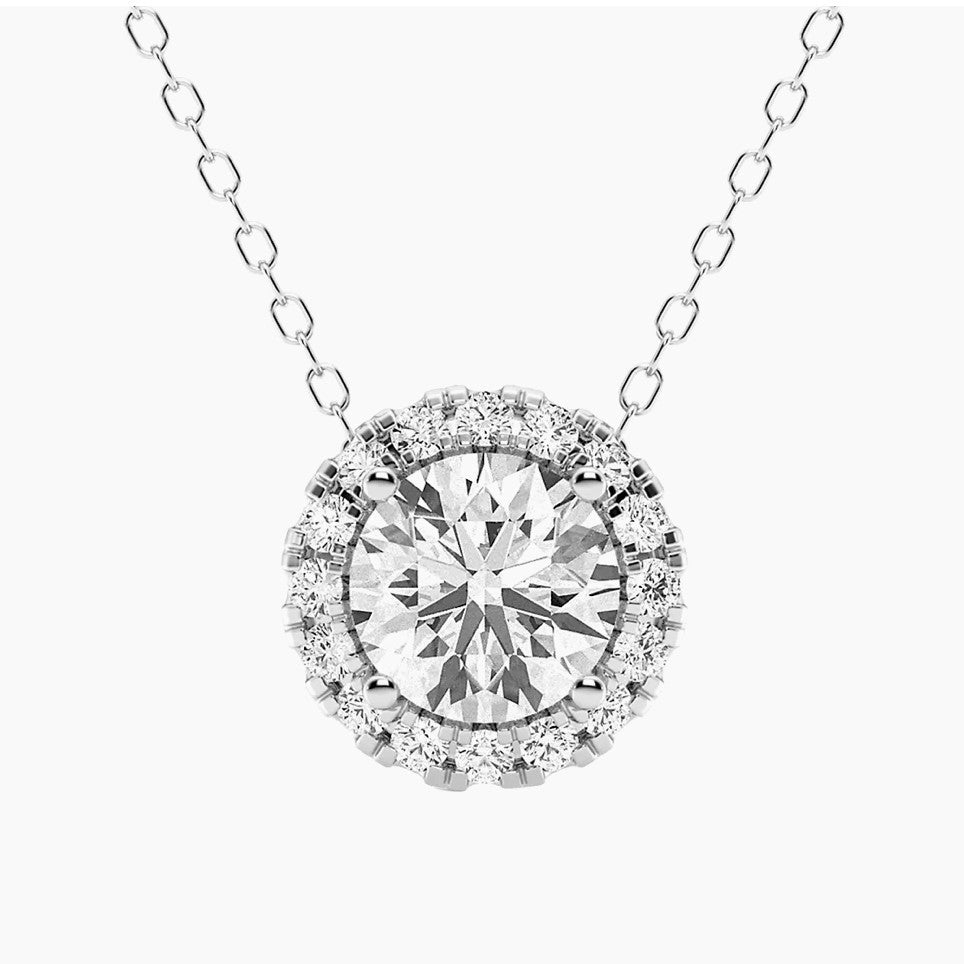 Colgante Halo de Diamantes 2.00 CTW Certificado AGI en Oro 14k Jewelry & Accessories - Necklaces & Pendants - Pendant Necklaces | Zulter VIP