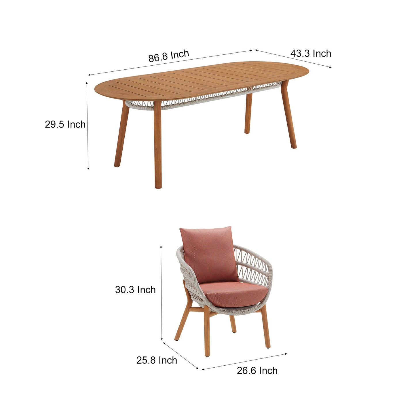 Comedor exterior de teca maciza para 7 personas con diseño cálido y cojines premium Home & Garden - Furniture - Outdoor Furniture - Garden Sets | Zulter VIP .