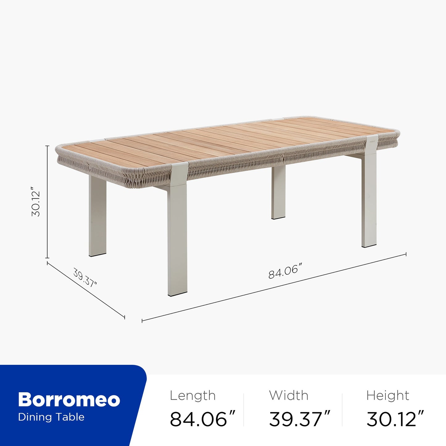 Comedor exterior de teca y aluminio Borromeo — Elegancia natural para tu terraza (4 / 6 / 8 plazas) Home & Garden - Furniture - Outdoor Furniture - Garden Sets | Zulter VIP .