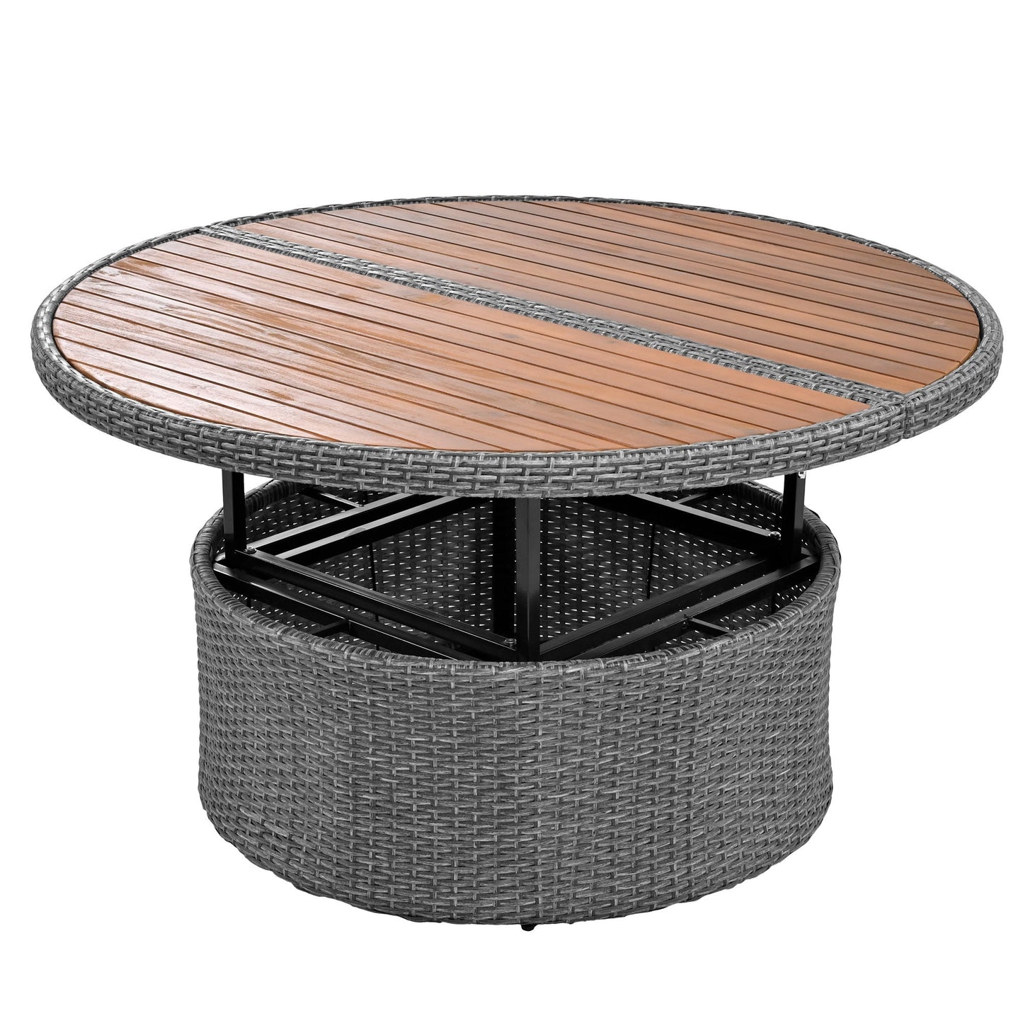 Conjunto de sofá seccional de ratán redondo 5 piezas con mesa elevable y fundas lavables – Patio/Exterior (EE. UU.) Home & Garden - Furniture - Home Furniture - Living Room Furniture | Zulter VIP