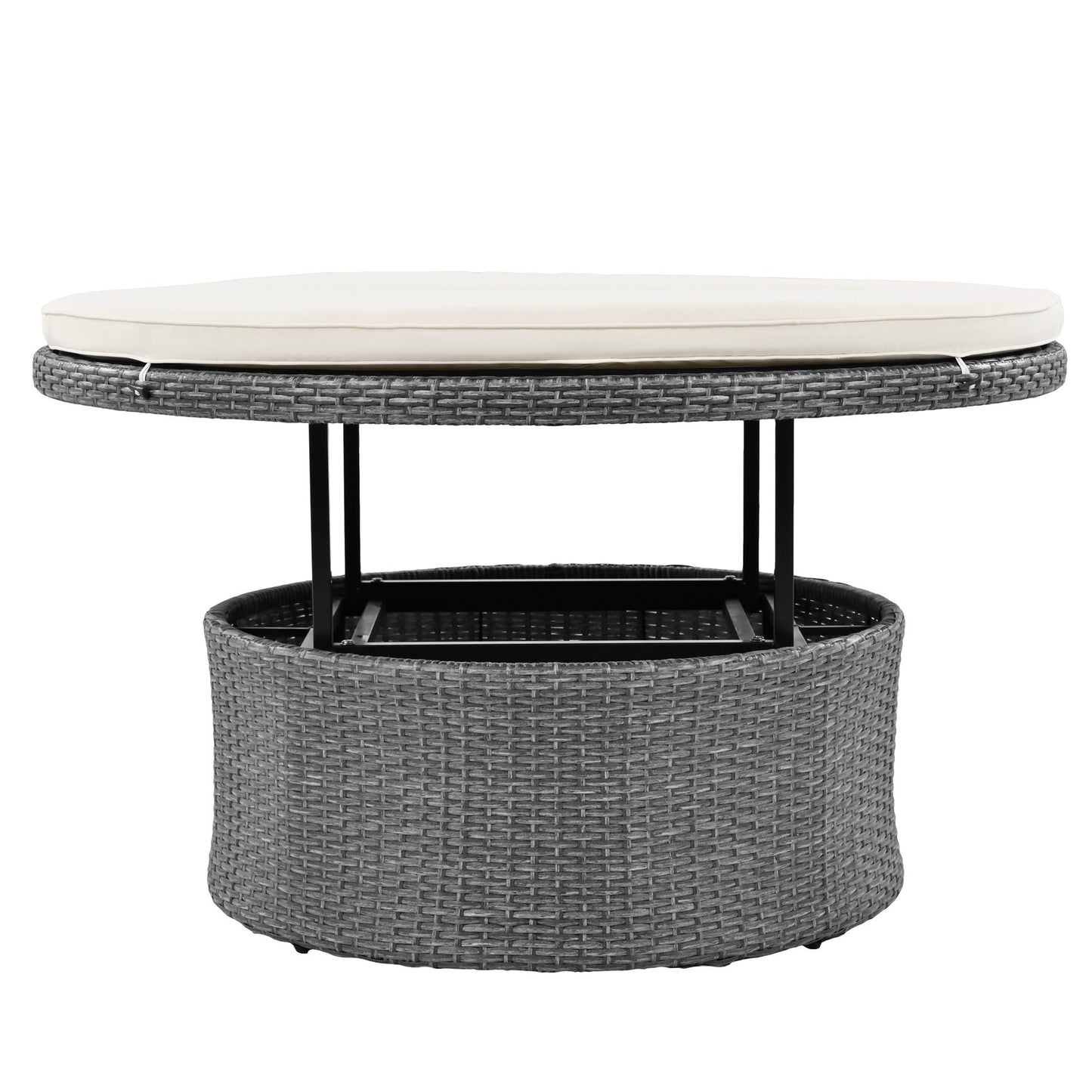 Conjunto de sofá seccional de ratán redondo 5 piezas con mesa elevable y fundas lavables – Patio/Exterior (EE. UU.) Home & Garden - Furniture - Home Furniture - Living Room Furniture | Zulter VIP