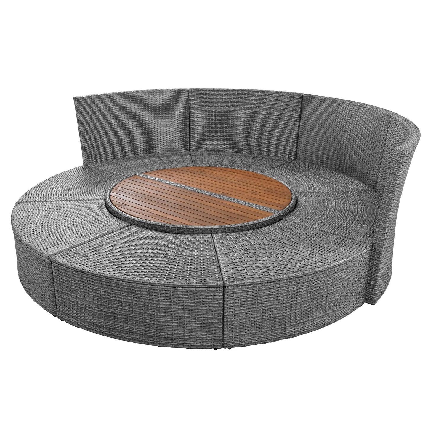 Conjunto de sofá seccional de ratán redondo 5 piezas con mesa elevable y fundas lavables – Patio/Exterior (EE. UU.) Home & Garden - Furniture - Home Furniture - Living Room Furniture | Zulter VIP