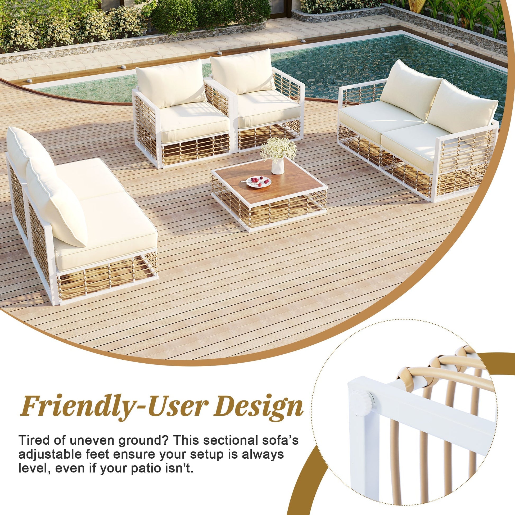 Conjunto de sofás de exterior minimalista de lujo – 7 piezas exclusivas Home & Garden - Furniture - Home Furniture - Living Room Furniture | Zulter VIP
