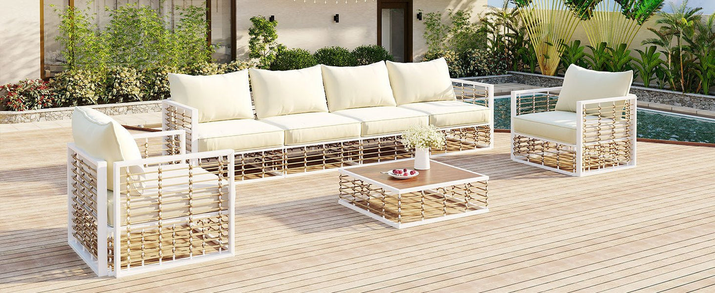 Conjunto de sofás de exterior minimalista de lujo – 7 piezas exclusivas Home & Garden - Furniture - Home Furniture - Living Room Furniture | Zulter VIP