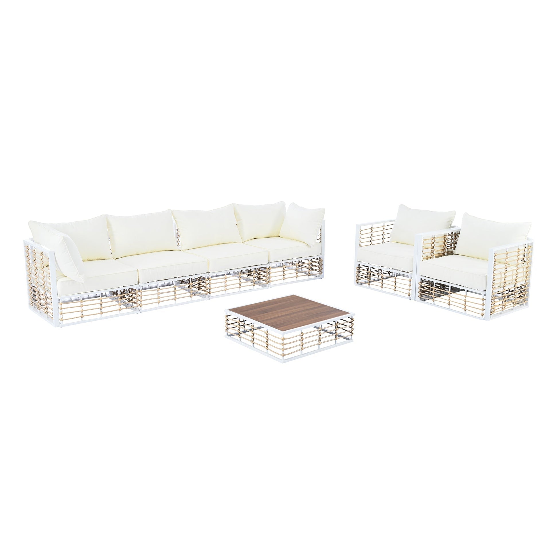 Conjunto de sofás de exterior minimalista de lujo – 7 piezas exclusivas Home & Garden - Furniture - Home Furniture - Living Room Furniture | Zulter VIP