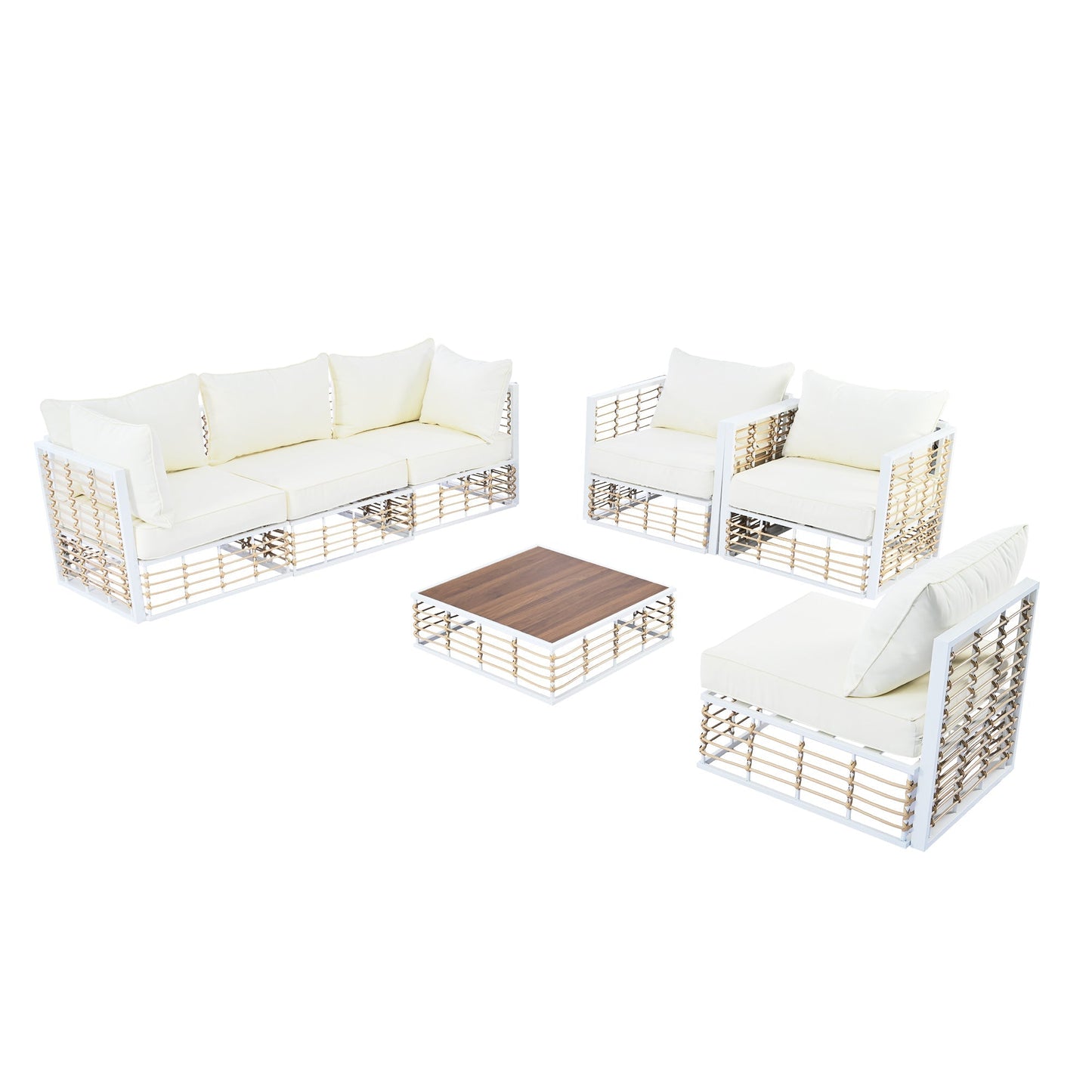 Conjunto de sofás de exterior minimalista de lujo – 7 piezas exclusivas Home & Garden - Furniture - Home Furniture - Living Room Furniture | Zulter VIP