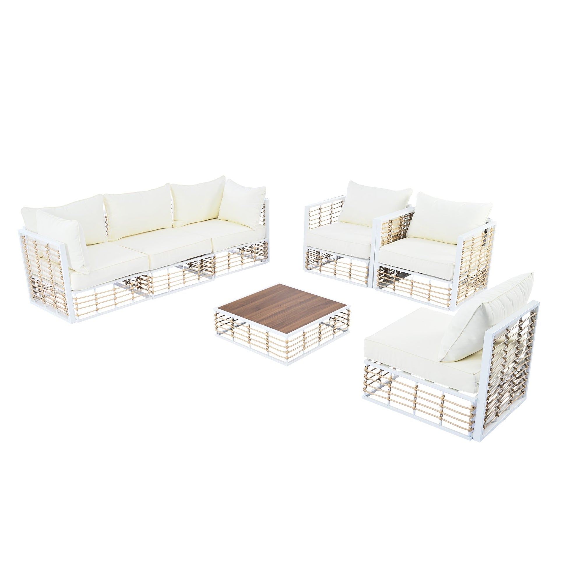 Conjunto de sofás de exterior minimalista de lujo – 7 piezas exclusivas Home & Garden - Furniture - Home Furniture - Living Room Furniture | Zulter VIP