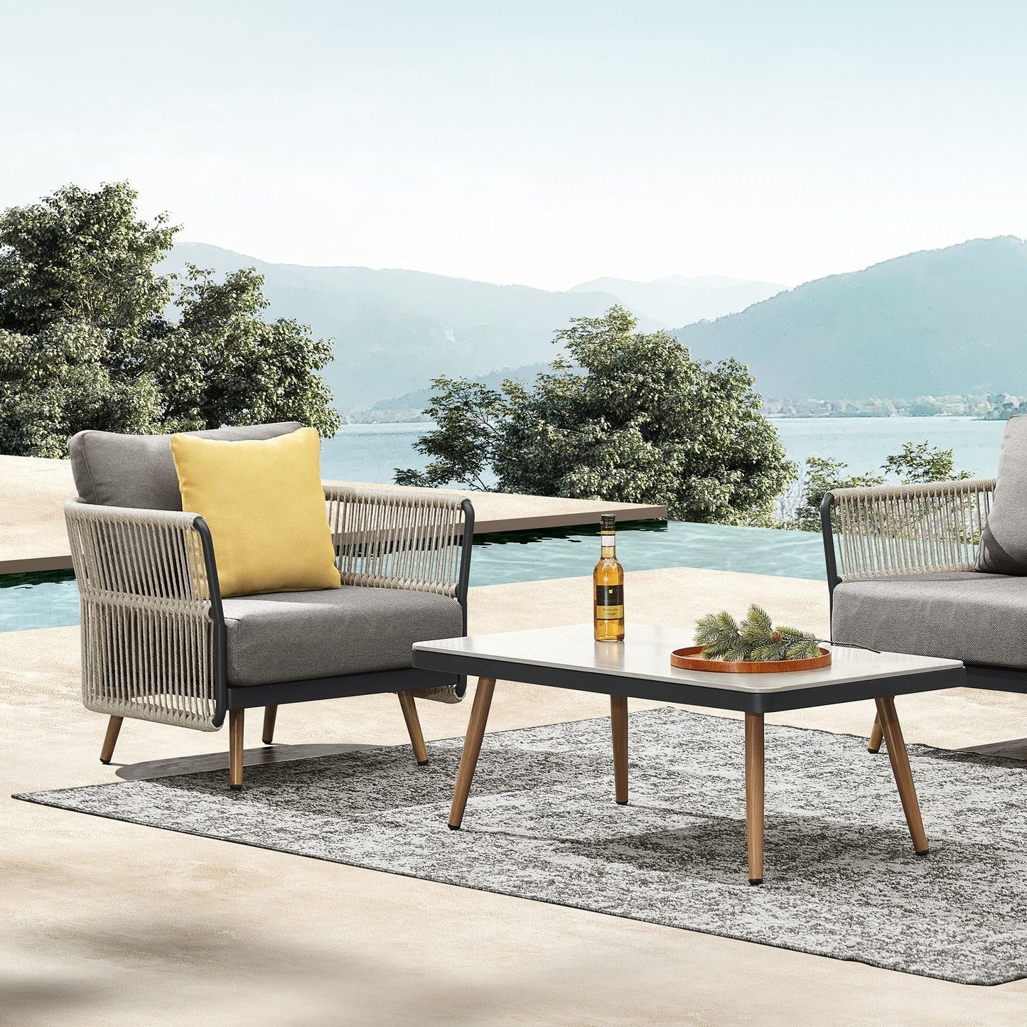 Conjunto exterior Bay de 5 plazas con sofás individuales, sofá triple y mesa de centro premium Home & Garden - Furniture - Outdoor Furniture - Garden Sets | Zulter VIP .