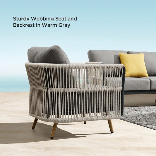 Conjunto exterior Bay de 5 plazas con sofás individuales, sofá triple y mesa de centro premium Home & Garden - Furniture - Outdoor Furniture - Garden Sets | Zulter VIP .