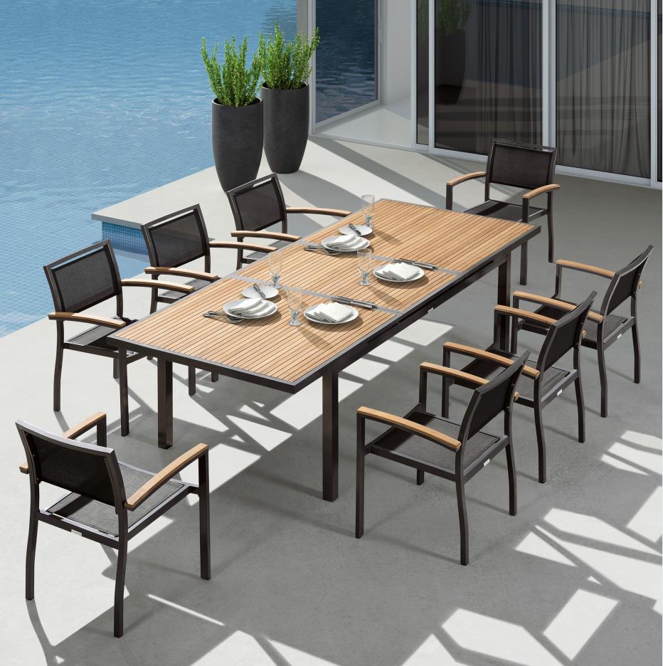Conjunto exterior Heck de teca para 8 personas con mesa extensible y sillones apilables Home & Garden - Furniture - Outdoor Furniture - Garden Sets | Zulter VIP .