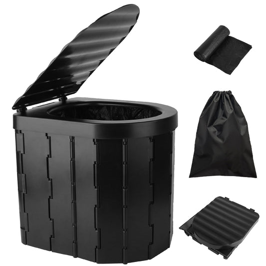 Faltbare Notfalltoilette Portable Porta Potty für Reisen/ Mit Deckel Tragetasche 1 Rolle Müllsäcke