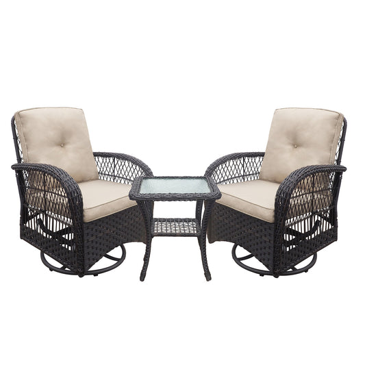 Exklusives Geflecht-Drehsessel-Set mit Tisch - Komfort und Stil für Ihre Terrasse oder Ihren Garten