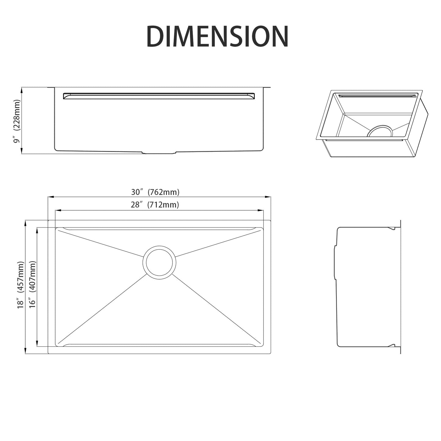 Fregadero de cocina de 30” con un solo seno, instalación bajo encimera, acabado Nano PVD Oro / Oro Rosa, con accesorios incluidos Home & Garden - Home Improvement - Kitchen Fixtures - Kitchen Sinks | Zulter VIP .