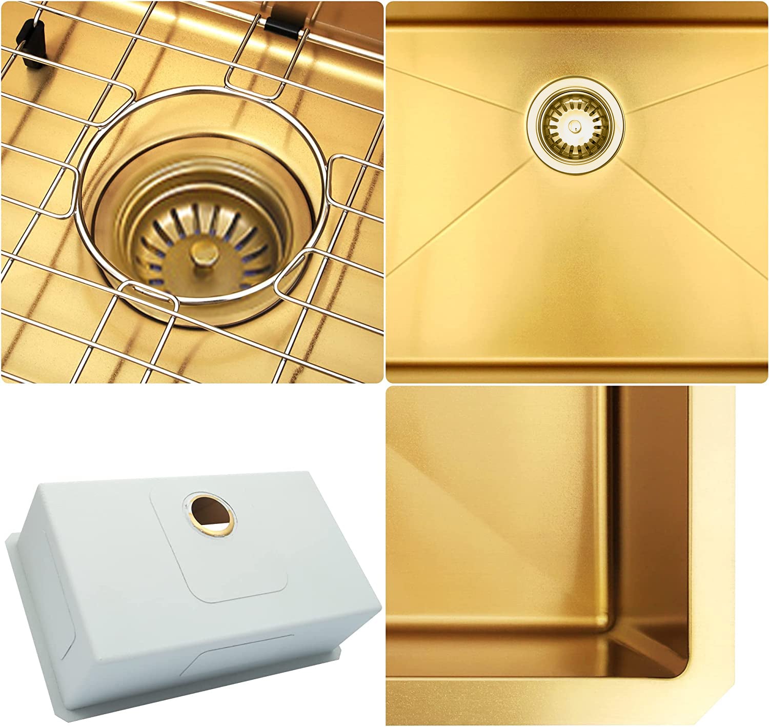 Fregadero de cocina de 30” con un solo seno, instalación bajo encimera, acabado Nano PVD Oro / Oro Rosa, con accesorios incluidos Home & Garden - Home Improvement - Kitchen Fixtures - Kitchen Sinks | Zulter VIP .