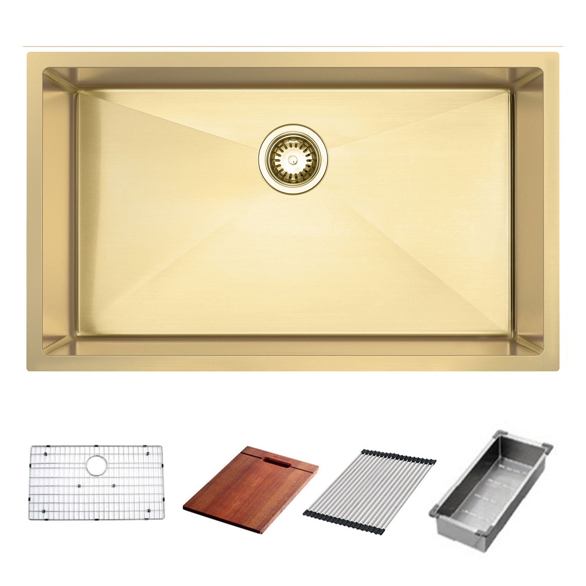 Fregadero de cocina de 30” con un solo seno, instalación bajo encimera, acabado Nano PVD Oro / Oro Rosa, con accesorios incluidos Home & Garden - Home Improvement - Kitchen Fixtures - Kitchen Sinks | Zulter VIP .