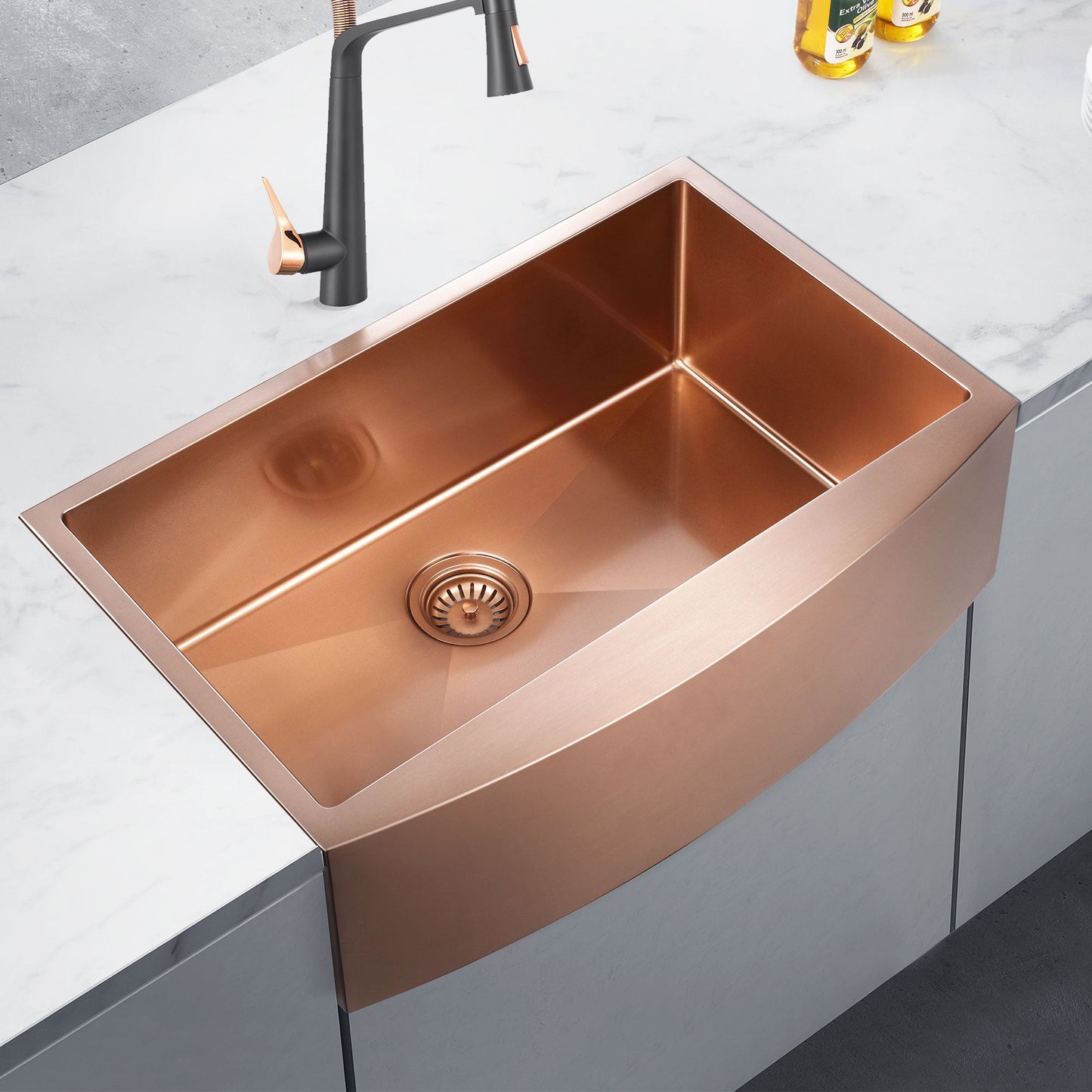 Fregadero de cocina de 33” con delantal, acabado Nano PVD Oro / Oro Rosa Home & Garden - Home Improvement - Kitchen Fixtures - Kitchen Sinks | Zulter VIP .