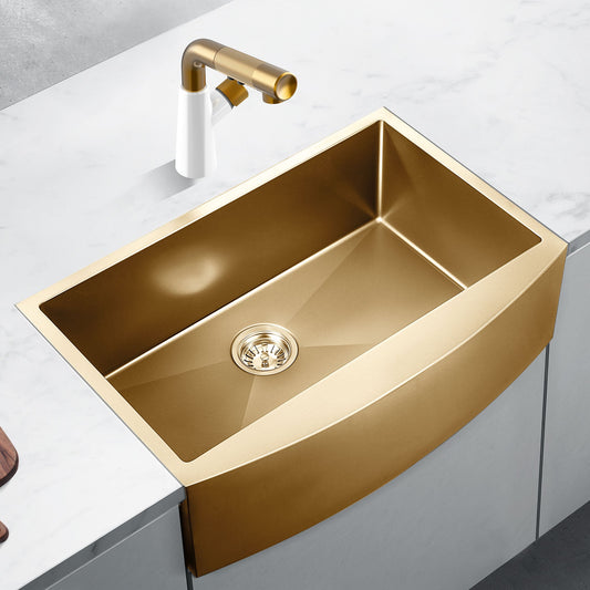 Fregadero de cocina de 33” con delantal, acabado Nano PVD Oro / Oro Rosa Home & Garden - Home Improvement - Kitchen Fixtures - Kitchen Sinks | Zulter VIP .