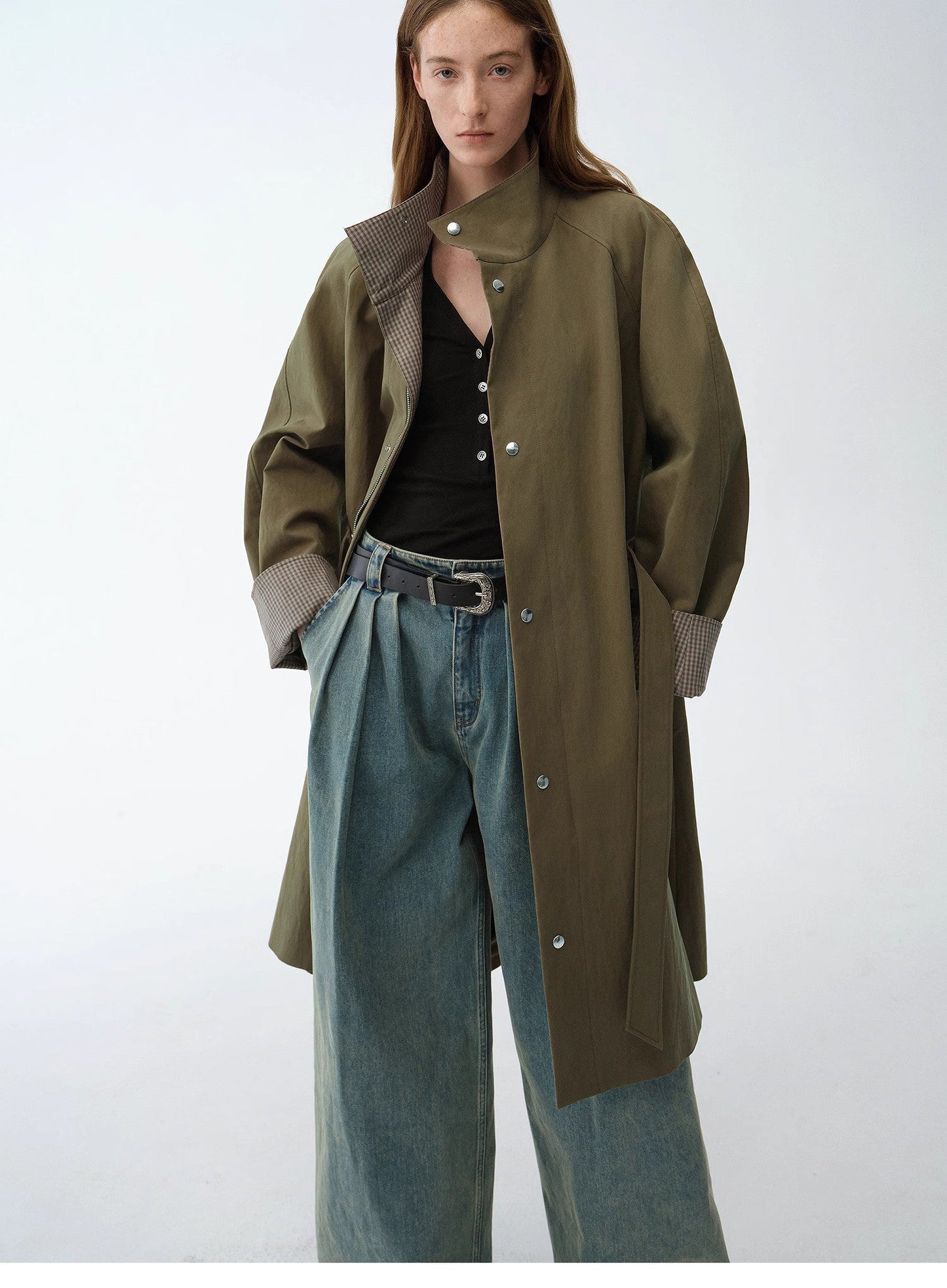 Gabardina de trabajo de largo medio con solapa y diseño retro “Isla Urbana” Women's Fashion - Women's Clothing - Jackets & Coats - Wool & Blends | Zulter VIP