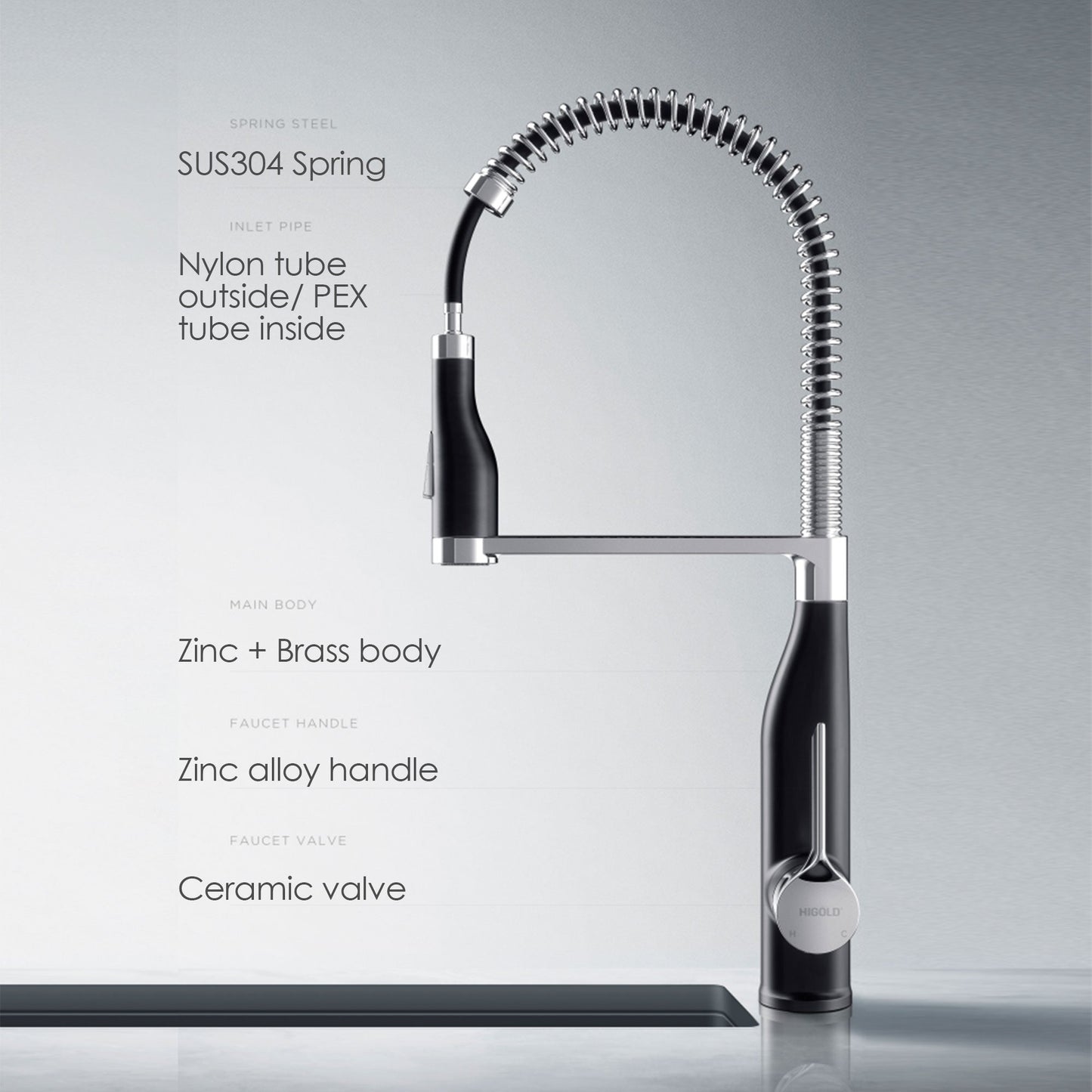Grifo de cocina extraíble con diseño de cuello de cisne – Acero inoxidable premium Home & Garden - Home Improvement - Kitchen Fixtures - Kitchen Faucets | Zulter VIP .