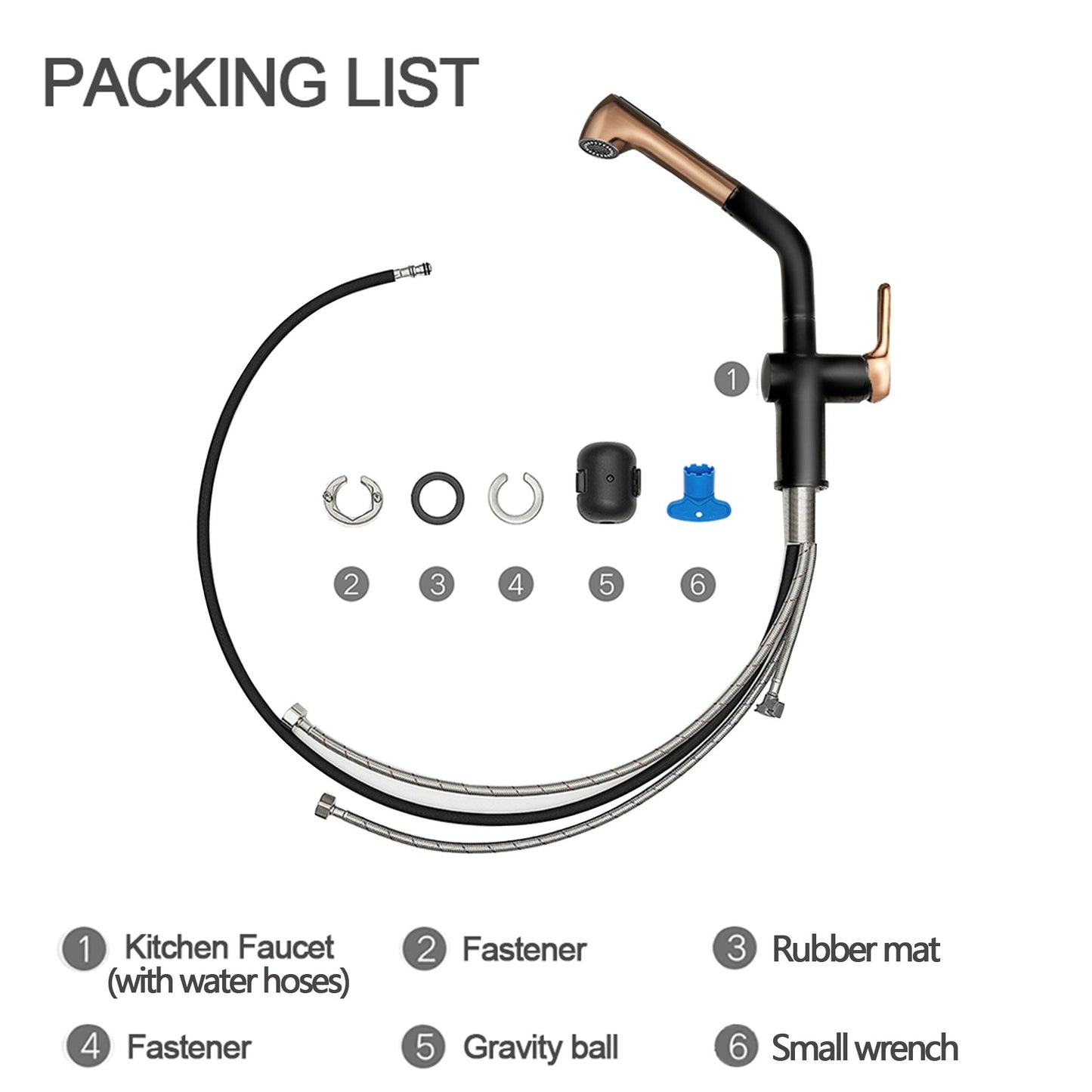 Grifo de cocina extraíble monomando – Acabado negro y dorado Home & Garden - Home Improvement - Kitchen Fixtures - Kitchen Faucets | Zulter VIP .